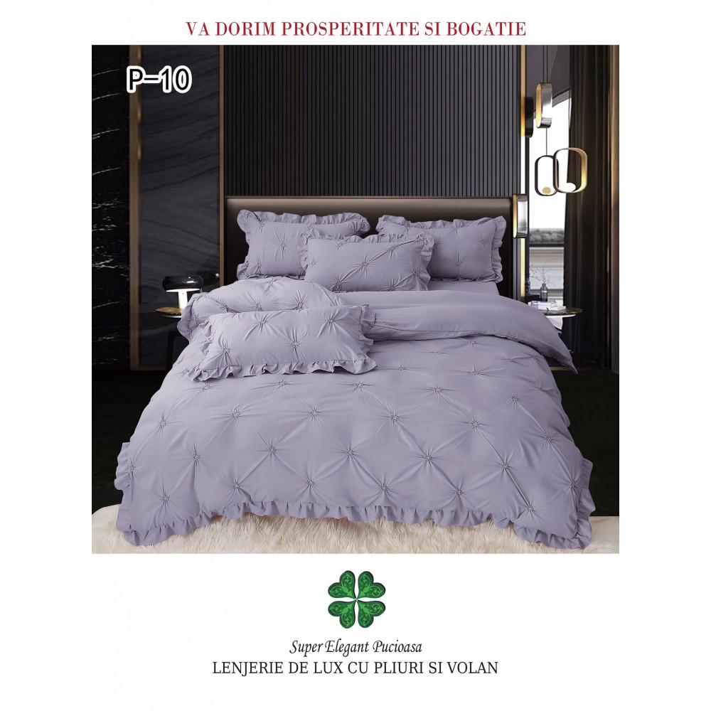 Lenjerie Pat Simpla, Bumbac Finet Premium, LF6PPPY9 Lenjerii finet 6 piese uni pliuri 3d