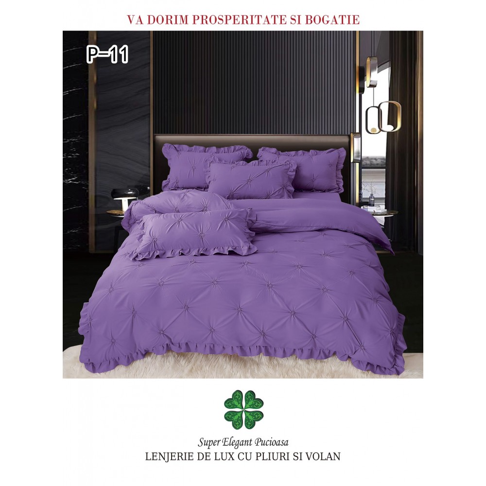 Lenjerie Pat Simpla, Bumbac Finet Premium, LF6PPPY10 Lenjerii finet 6 piese uni pliuri 3d