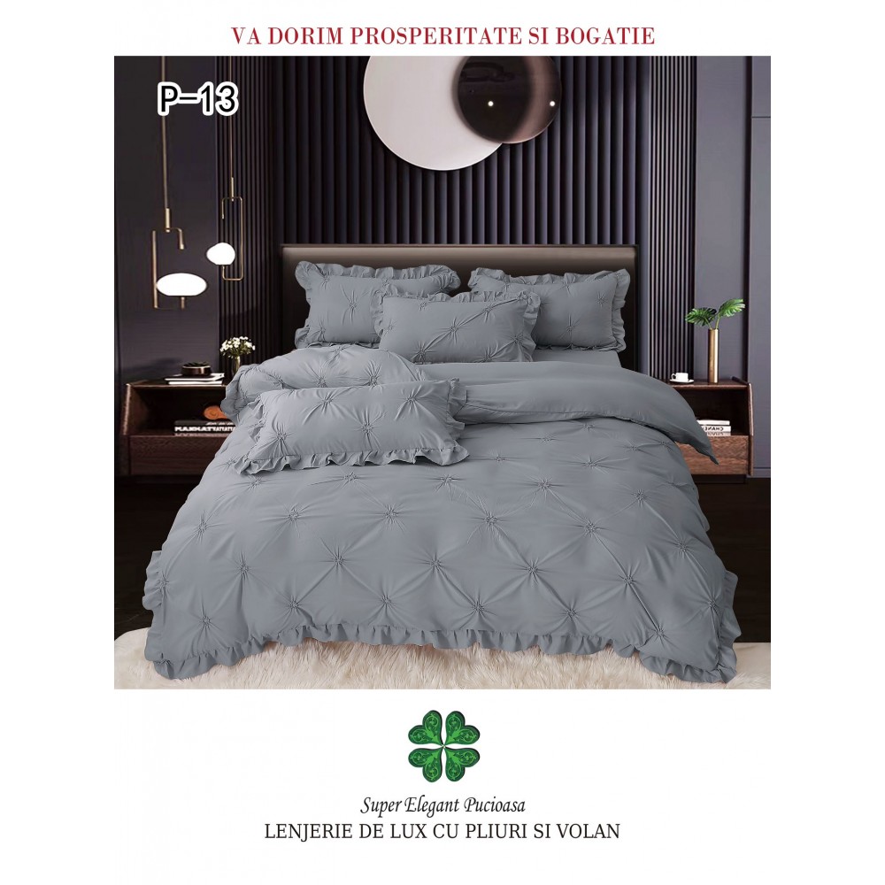 Lenjerie Pat Simpla, Bumbac Finet Premium, LF6PPPY11 Lenjerii finet 6 piese uni pliuri 3d