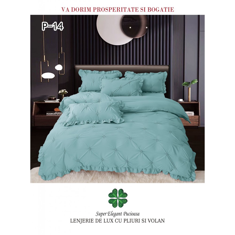 Lenjerie Pat Simpla, Bumbac Finet Premium, LF6PPPY12 Lenjerii finet 6 piese uni pliuri 3d