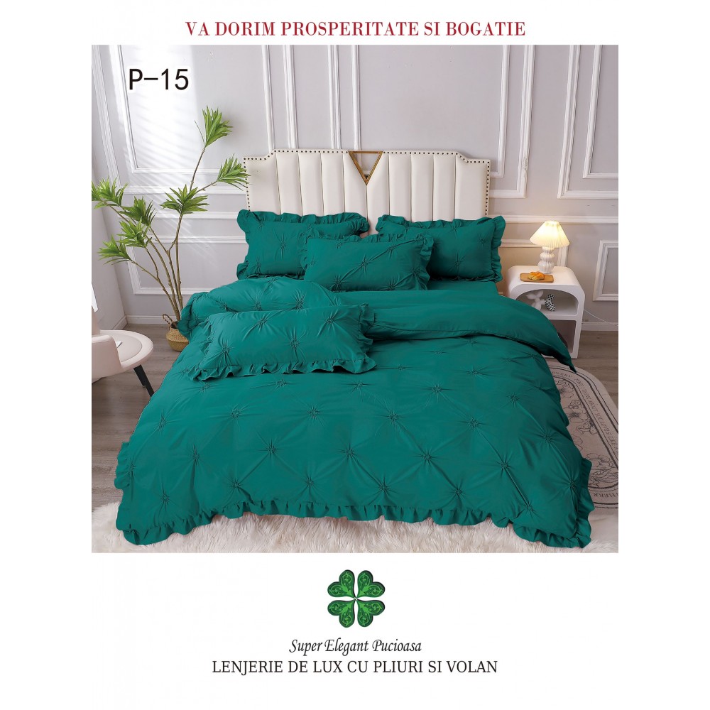 Lenjerie Pat Simpla, Bumbac Finet Premium, LF6PPPY13 Lenjerii finet 6 piese uni pliuri 3d