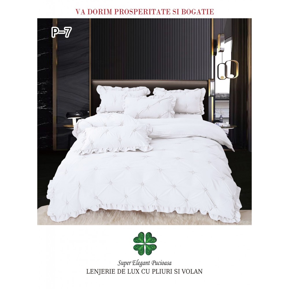 Lenjerie Pat Simpla, Bumbac Finet Premium, LF6PPPY14 Lenjerii finet 6 piese uni pliuri 3d