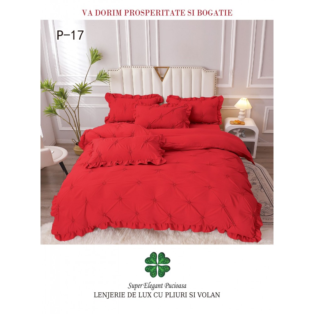 Lenjerie Pat Simpla, Bumbac Finet Premium, LF6PPPY15 Lenjerii finet 6 piese uni pliuri 3d