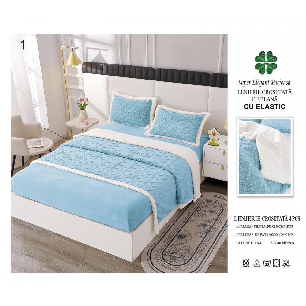 Lenjerie de pat TIP TRICOTAJ cu elastic LCTP7 LENJERII COCOLINO TIP TRICOTAJ CU ELASTIC