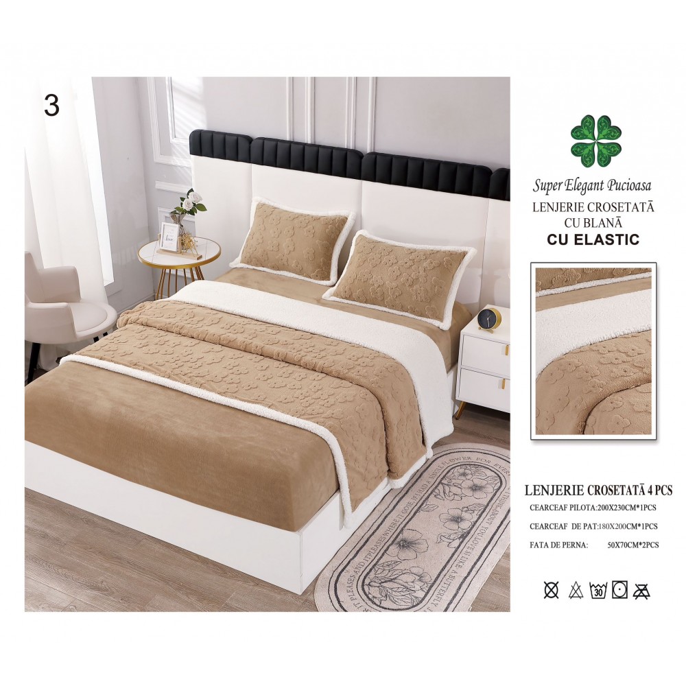 Lenjerie de pat TIP TRICOTAJ cu elastic LCTP10 LENJERII COCOLINO TIP TRICOTAJ CU ELASTIC