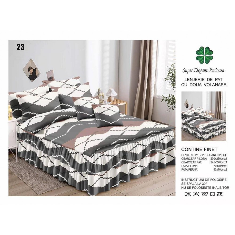 Lenjerii Bumbac-Finet cu Volanas L6PVP11 Lenjerii din finet 6 piese  cu volanase