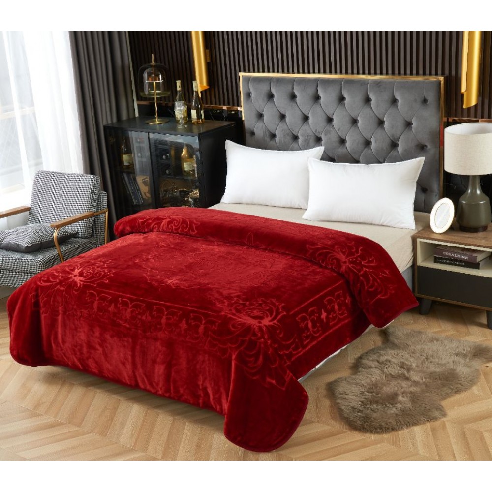 Patura grosa grofata, BORDO, dimensiune 160x210, pentru pat de 1 persoana,PUC1P2 PATURI 160X210