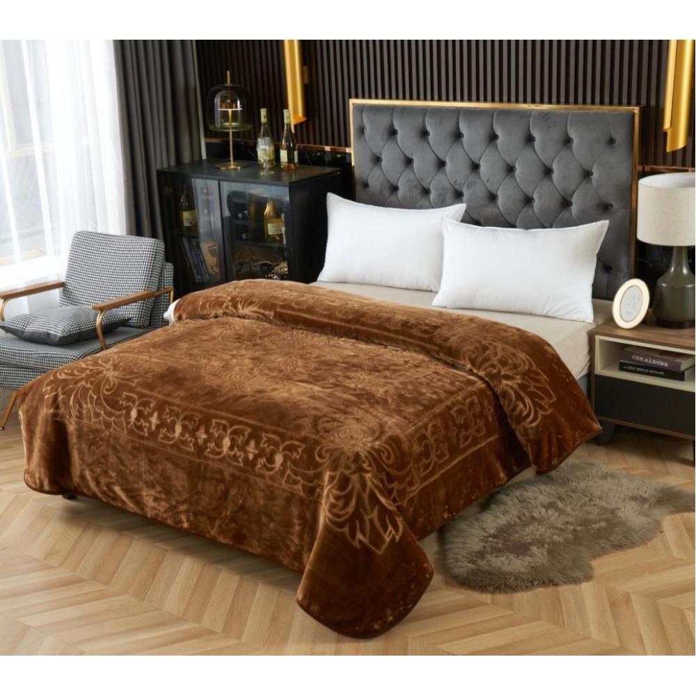 Patura grosa grofata, albastru, dimensiune 160x210, pentru pat de 1 persoana,PUC1P6 PATURI 160X210