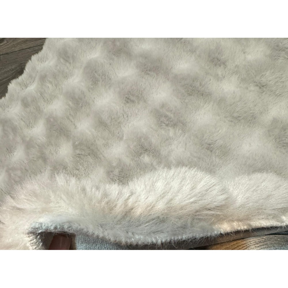 Covor Bubble imitatie blana de iepure 3D, 80 X 150 cm, gri deschis Traverse antiderapante 80x150