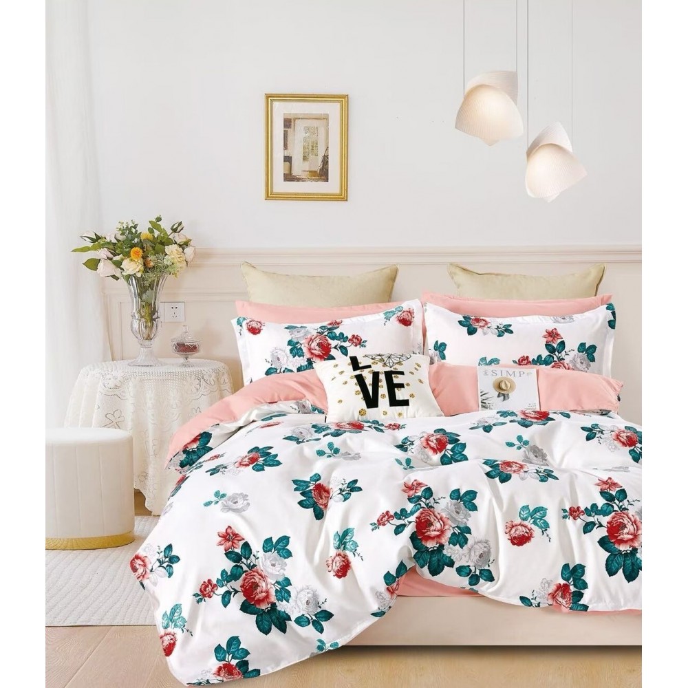 Lenjerie de Pat din Finet cu 2 Fete, 6 Piese, Pat 2 Persoane, LF6DOU4 1 + 1 Gratis