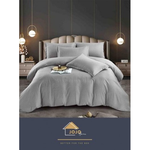 Lenjerie de pat, 2 persoane, damasc, 6 piese, cu elastic, UniDeluxe LDJ6PE2