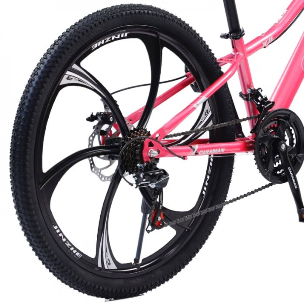 Bicicletă Caraiman, roți 24 sau 26 inch, cadru oțel, frâne pe disc, ROZ, TBA2 BICICLETE ADULTI