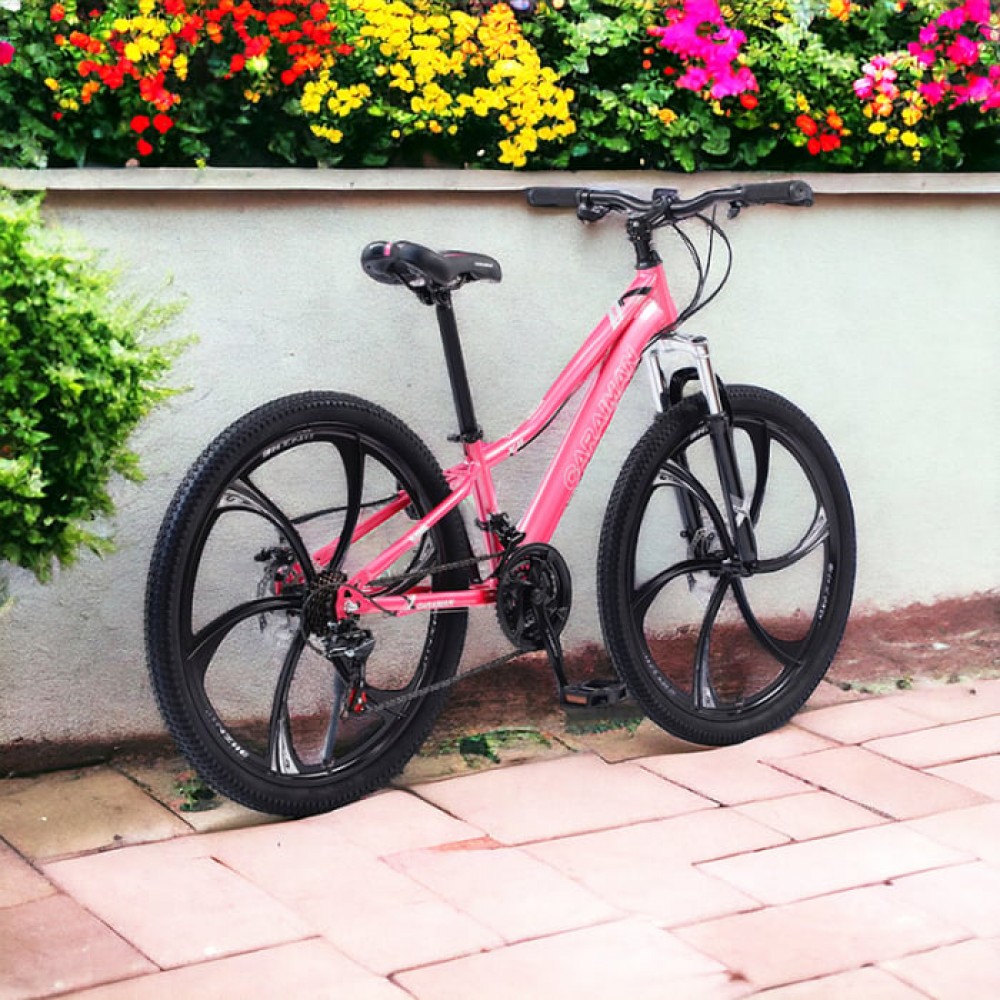 Bicicletă Caraiman, roți 24 sau 26 inch, cadru oțel, frâne pe disc, ROZ, TBA2 BICICLETE ADULTI