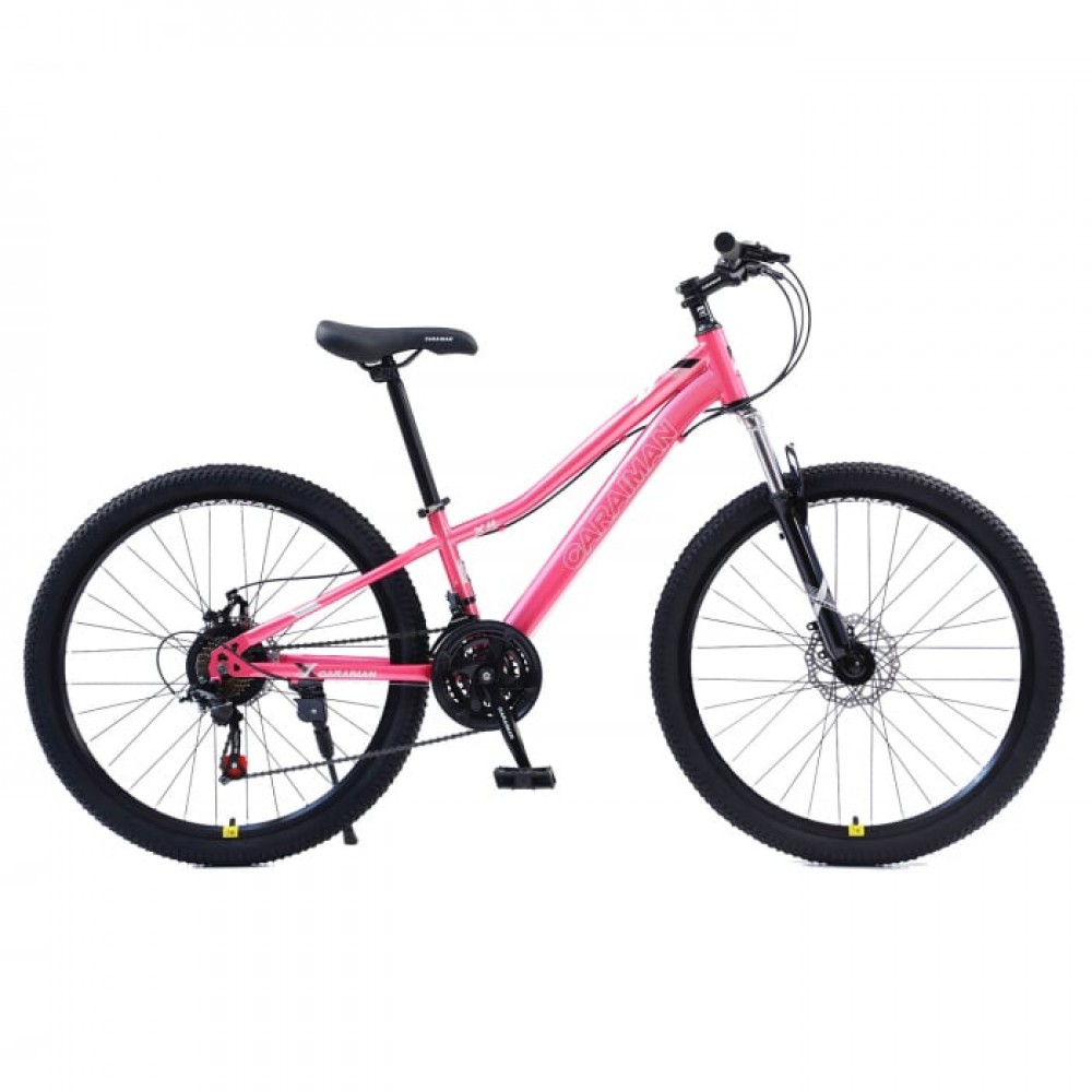 Bicicletă Caraiman, roți 24 sau 26 inch, cadru oțel, frâne pe disc, roz, TBA5
