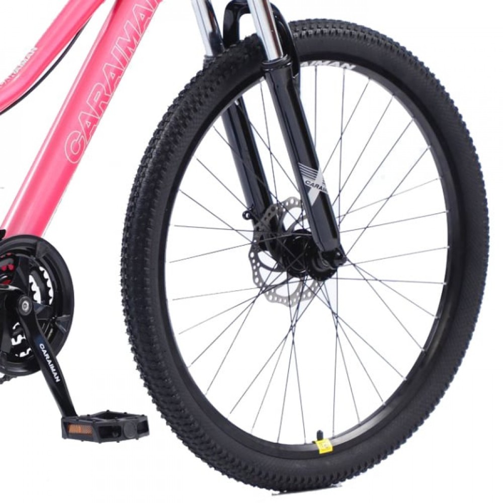 Bicicletă Caraiman, roți 24 sau 26 inch, cadru oțel, frâne pe disc, roz, TBA5