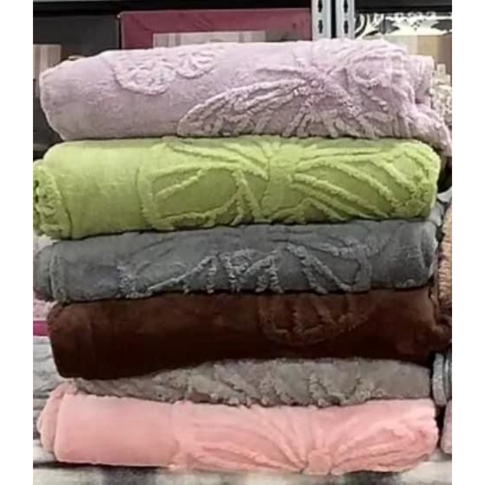 Pătura Cocolino 1200gr, 200x230cm, fluturi 3D în relief, gri închis, PC3DP1