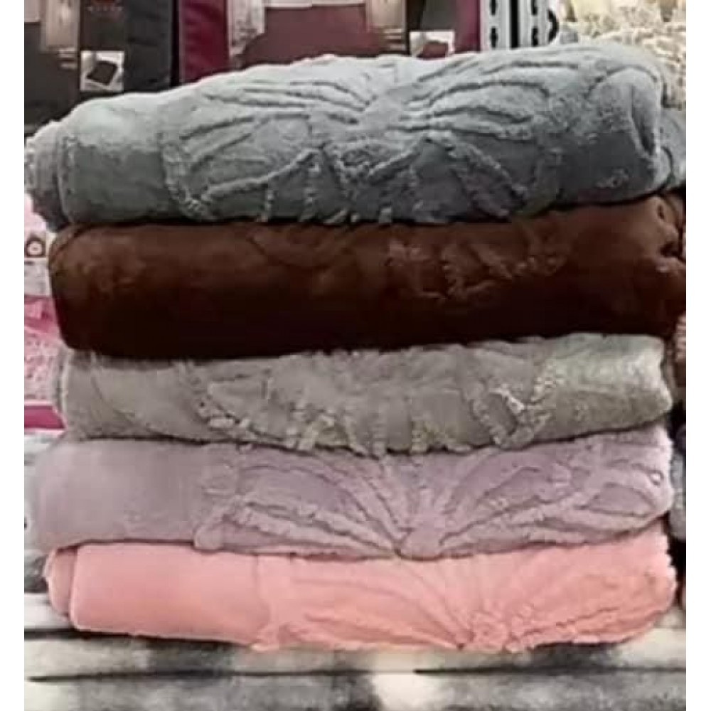 Pătura Cocolino 1200gr, 200x230cm, fluturi 3D în relief, gri închis, PC3DP1