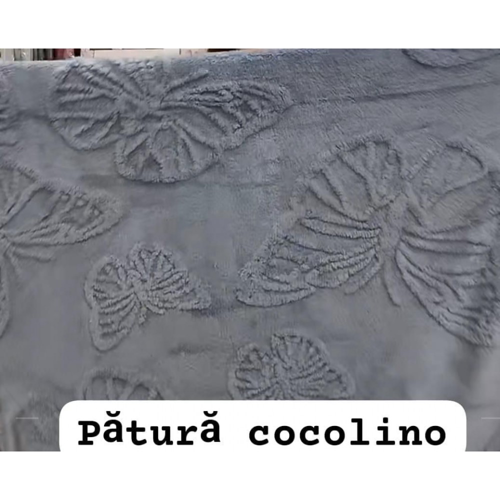 Pătura Cocolino 1200gr, 200x230cm, fluturi 3D în relief, gri , PC3DP3 Paturi cocolino grofate