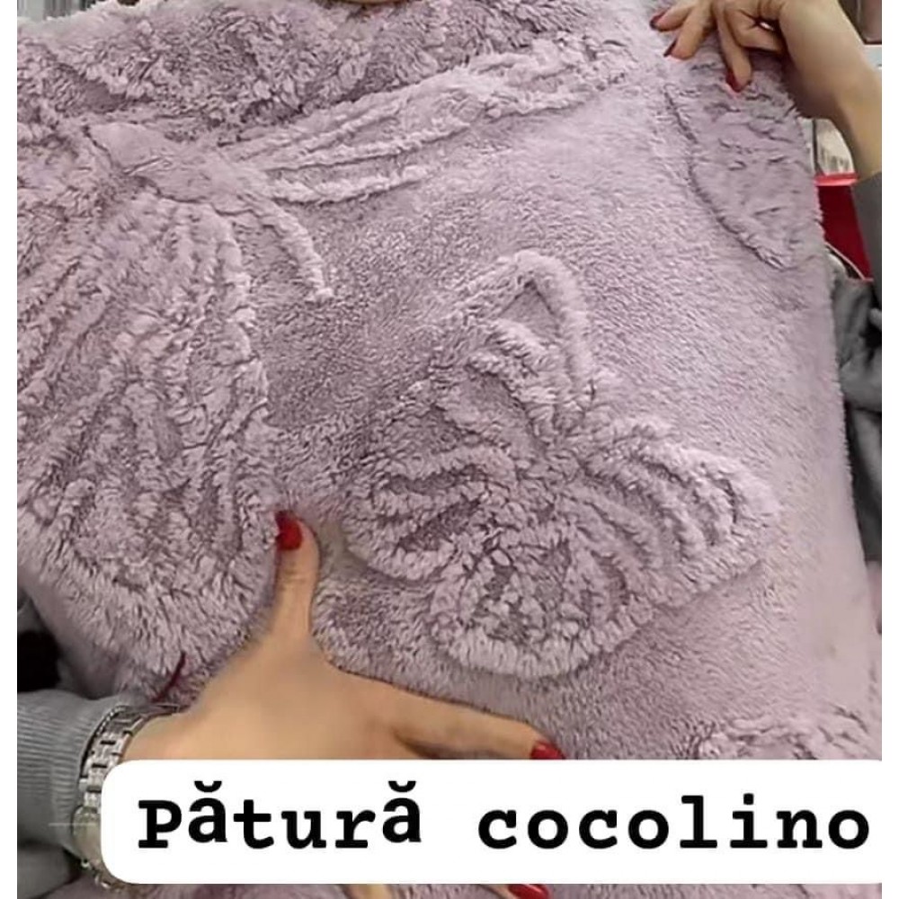 Pătura Cocolino 1200gr, 200x230cm, fluturi 3D în relief, LILA , PC3DP4 Paturi cocolino grofate