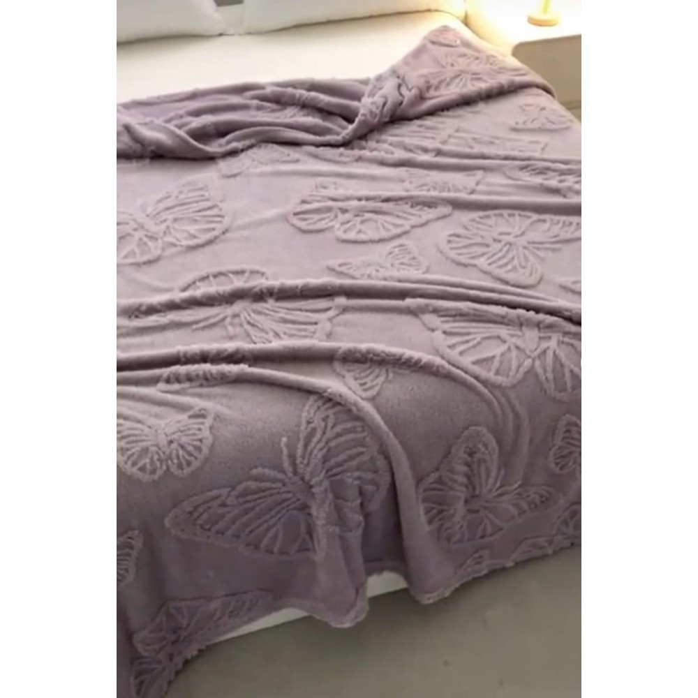 Pătura Cocolino 1200gr, 200x230cm, fluturi 3D în relief, LILA , PC3DP4 Paturi cocolino grofate