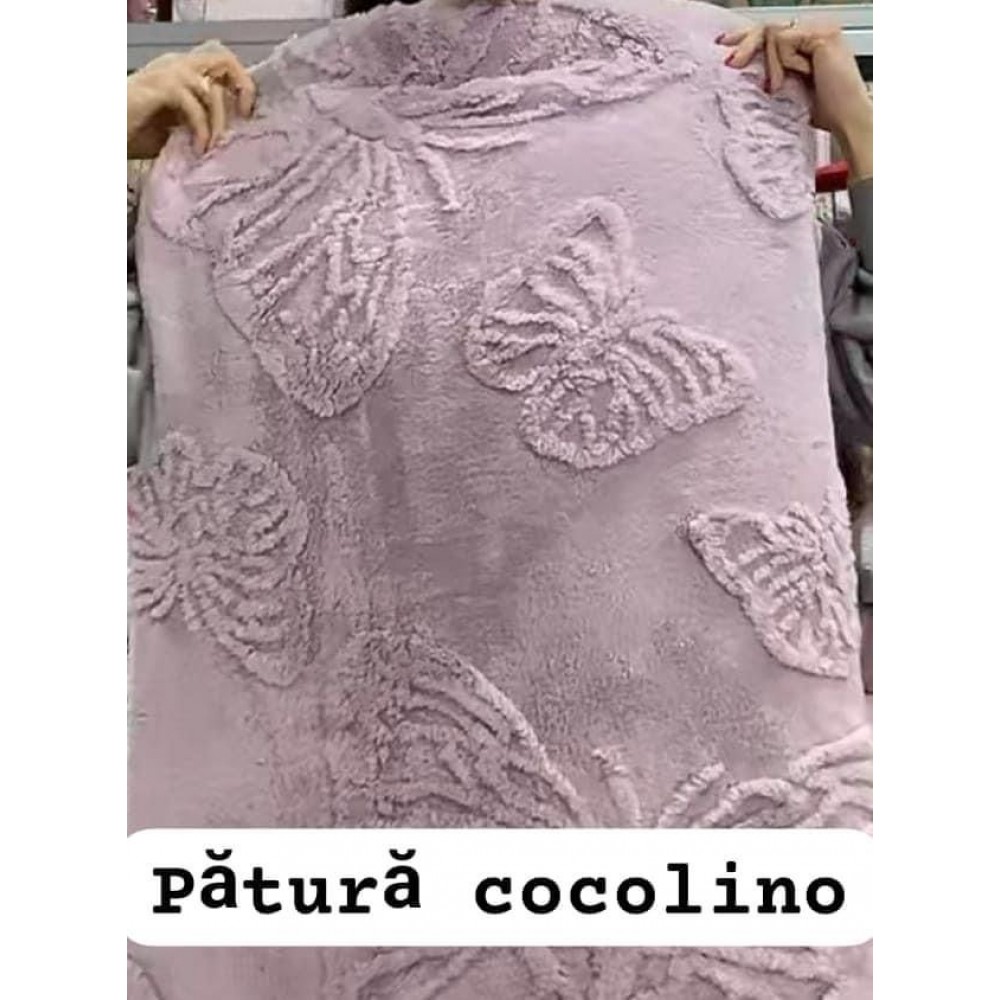 Pătura Cocolino 1200gr, 200x230cm, fluturi 3D în relief, LILA , PC3DP4 Paturi cocolino grofate
