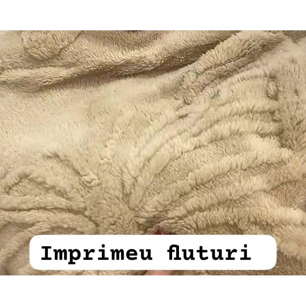 Pătura Cocolino 1200gr, 200x230cm, fluturi 3D în relief, BEJ , PC3DP7 Paturi cocolino grofate