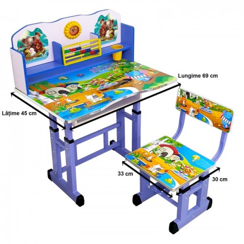 Set birou cu scăunel, metalic + MDF, 70 x45 cm, reglabil pe înălțime,  B3