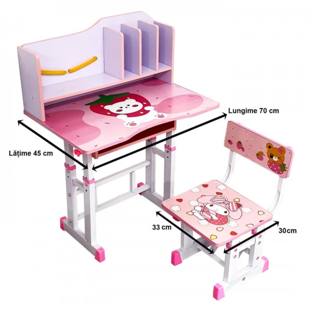 Birou pentru copii, reglabil, Ursulet, dimensiune 70×45 cm B1 BIROURI COPII