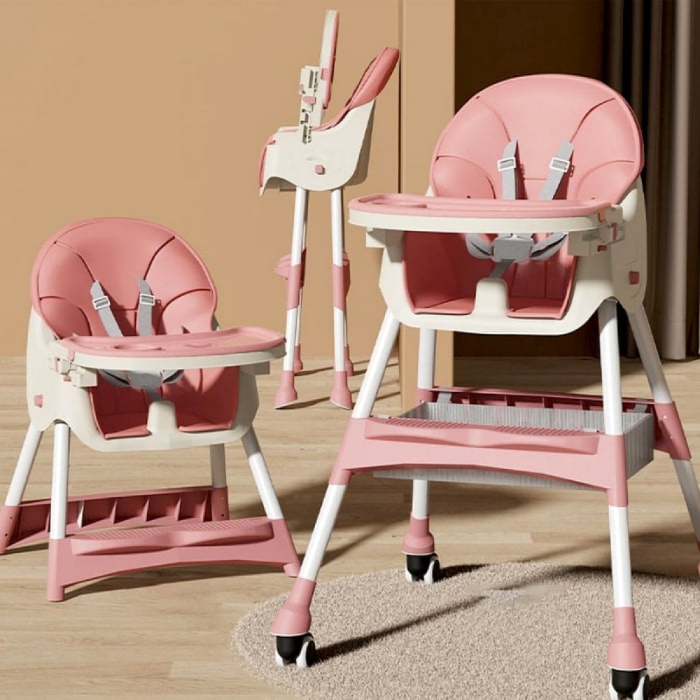 Scaun de masă pentru bebeluși, reglabil, pliabil, 2 în 1, roz, SM1