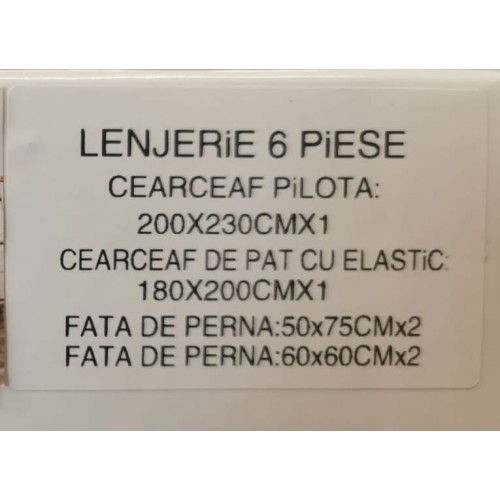 Lenjerie DIN FINET 6 piese, CEARCEAF DE PAT CU ELASTIC, pat dublu, chenar brodat, TURQOISE,  LFE6PP6
