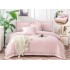 Lenjerie DIN FINET 6 piese, CEARCEAF DE PAT CU ELASTIC, pat dublu, chenar brodat, ROZ,  LFE6PP2