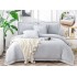 Lenjerie DIN FINET 6 piese, CEARCEAF DE PAT CU ELASTIC, pat dublu, chenar brodat, GRI,  LFE6PP3