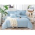 Lenjerie DIN FINET 6 piese, CEARCEAF DE PAT CU ELASTIC, pat dublu, chenar brodat, BLEU,  LFE6PP4