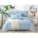 Lenjerie DIN FINET 6 piese, CEARCEAF DE PAT CU ELASTIC, pat dublu, chenar brodat, BLEU,  LFE6PP4 Lenjerii din finet 6 piese cu  elastic