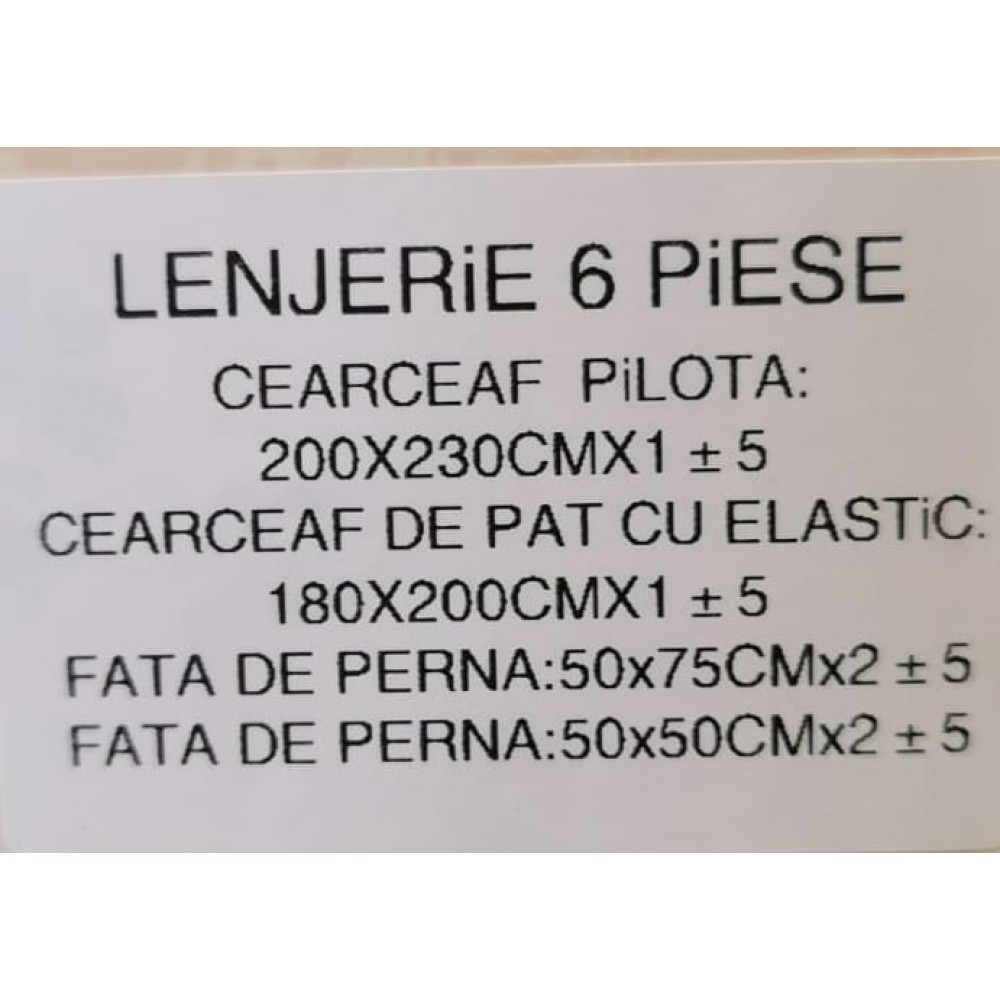 Lenjerie DIN FINET 6 piese, CEARCEAF DE PAT CU ELASTIC, pat dublu, ,  LFE6PP16 Lenjerii din finet 6 piese cu  elastic