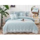 Lenjerie DIN FINET 6 piese, CEARCEAF DE PAT CU ELASTIC, pat dublu, BLEU,  LFE6PP8 Lenjerii din finet 6 piese cu  elastic