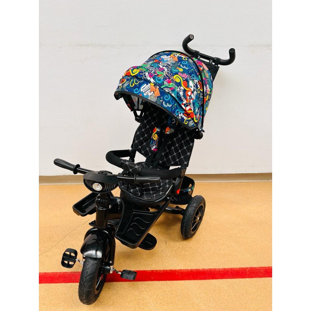 Tricicleta copii cu scaun reversibil si spatar reglabil multicolor 5099 EVA TRICICLETE