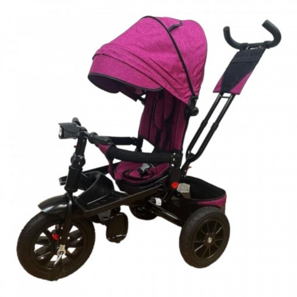 Tricicleta copii cu scaun reversibil si spatar reglabil negru-auriu 5099 EVA TRICICLETE