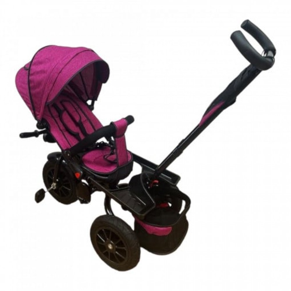 Tricicleta copii cu scaun reversibil si spatar reglabil negru-auriu 5099 EVA TRICICLETE