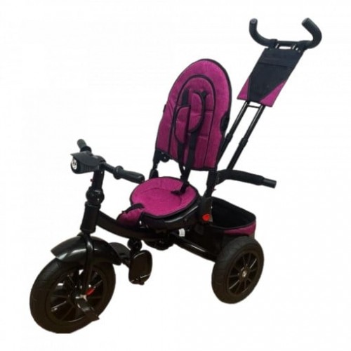 Tricicleta copii cu scaun reversibil si spatar reglabil negru-auriu 5099 EVA