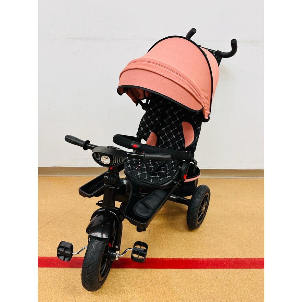 Tricicleta copii cu scaun reversibil si spatar reglabil negru-auriu 5099 EVA TRICICLETE