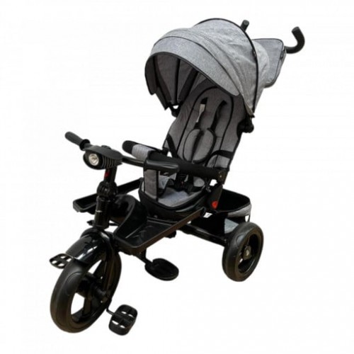 Tricicleta copii cu scaun reversibil si spatar reglabil negru-auriu 5099 EVA