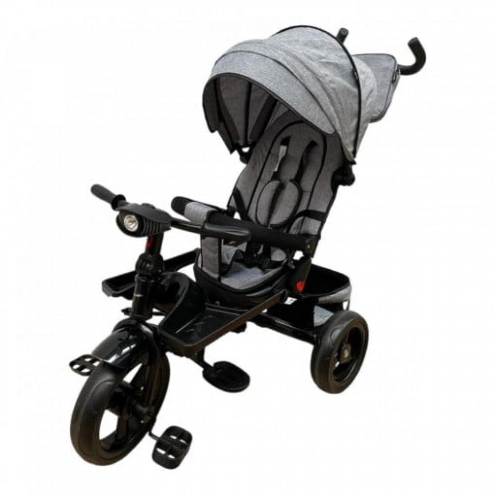 Tricicleta copii cu scaun reversibil si spatar reglabil negru-auriu 5099 EVA TRICICLETE