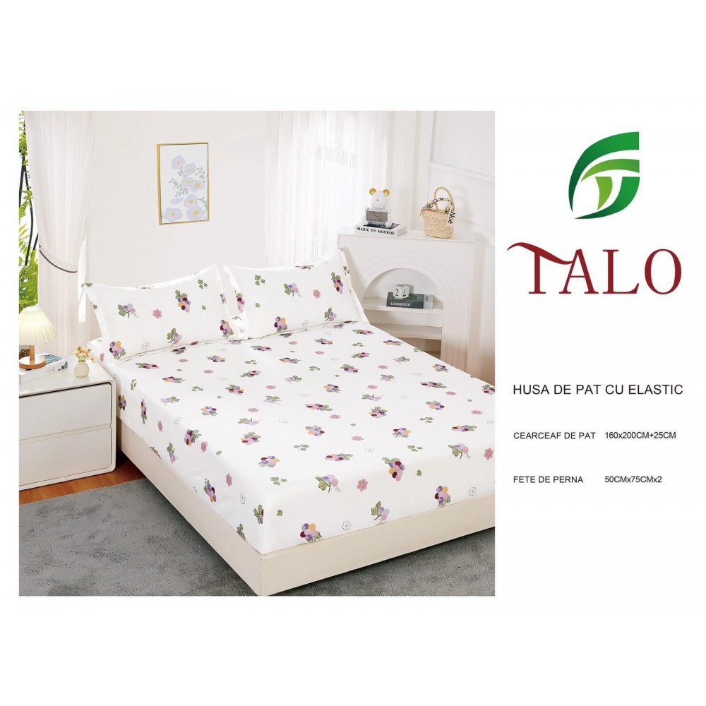 Husa Finet Elastic 160x200 + 2 Fete de perna 50x70 HFS14 HUSE FINET 160 X 200