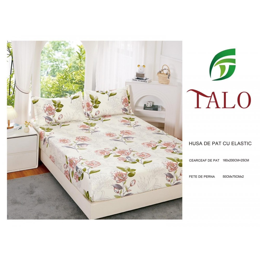Husa Finet Elastic 160x200 + 2 Fete de perna 50x70 HFS15 HUSE FINET 160 X 200