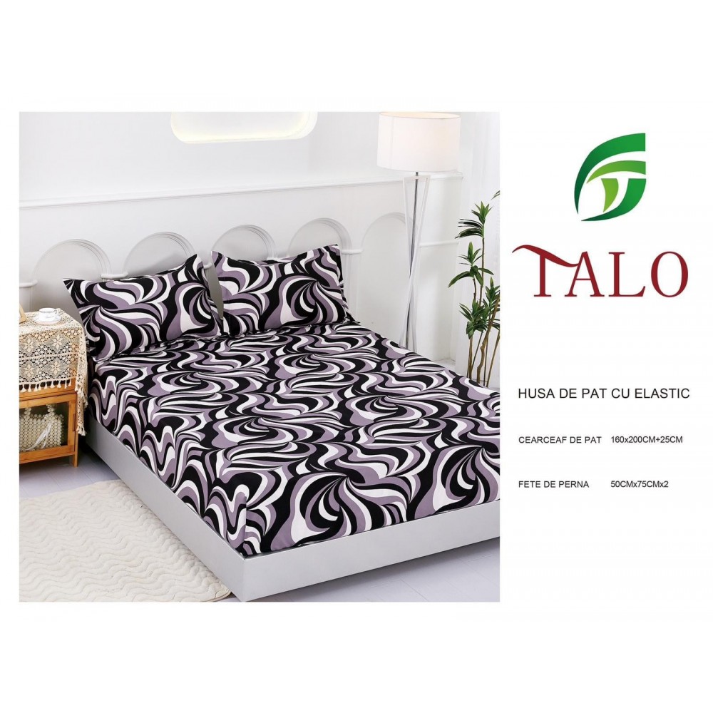 Husa Finet Elastic 160x200 + 2 Fete de perna 50x70 HFS19 HUSE FINET 160 X 200