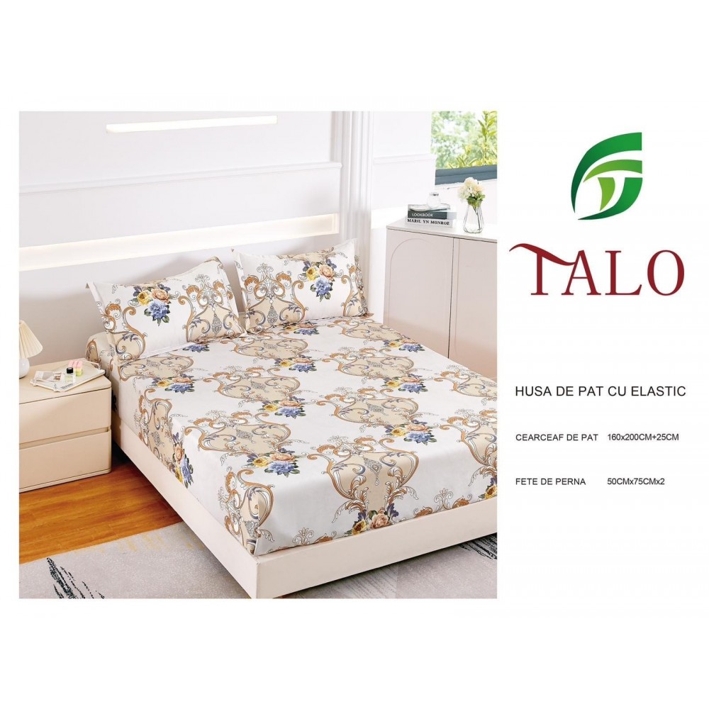 Husa Finet Elastic 160x200 + 2 Fete de perna 50x70 HFS22 HUSE FINET 160 X 200
