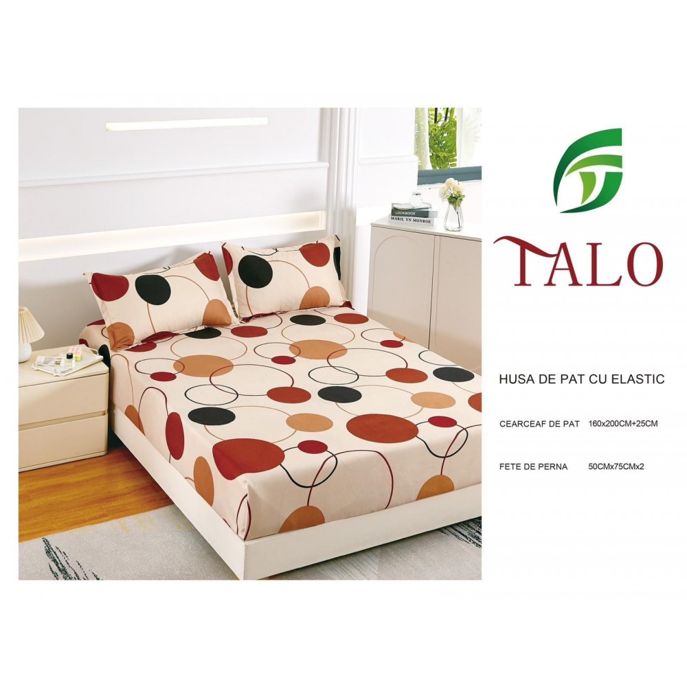 Husa Finet Elastic 160x200 + 2 Fete de perna 50x70 HFS25 HUSE FINET 160 X 200