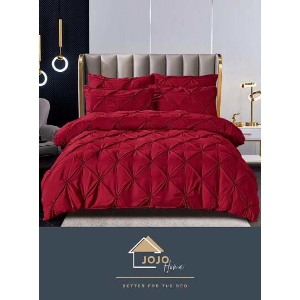 Lenjerie pat dublu, BUMBAC FINET, 6 piese PREMIUM, cu PLIURI CUSUTE 3D , LFPJ7 Lenjerii finet 6 piese uni pliuri 3d