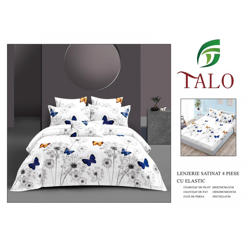 Lenjerie dublă, Bumbac satinat cu Elastic, 4 piese, COD: TRS3 LENJERII DIN BUMBAC SATINAT